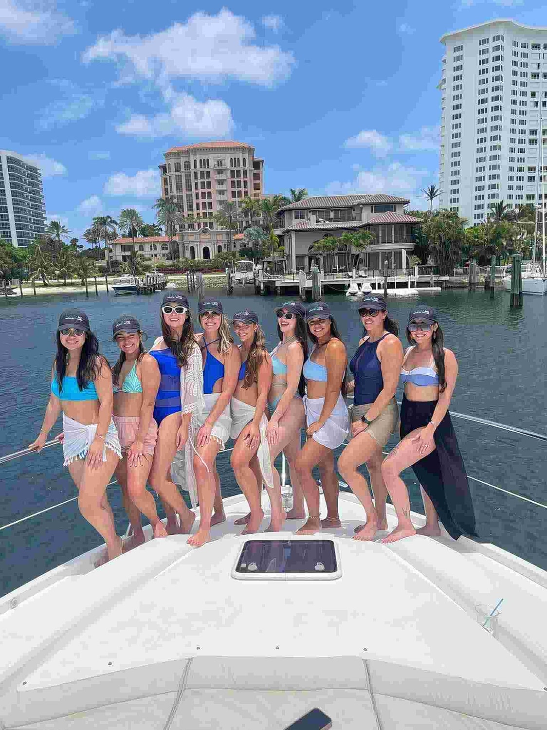 Group of friends enjoying a day on a boat.