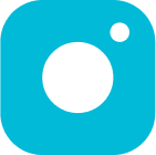 Stylized camera icon in turquoise color